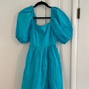Blue Puff Sleeve Dress